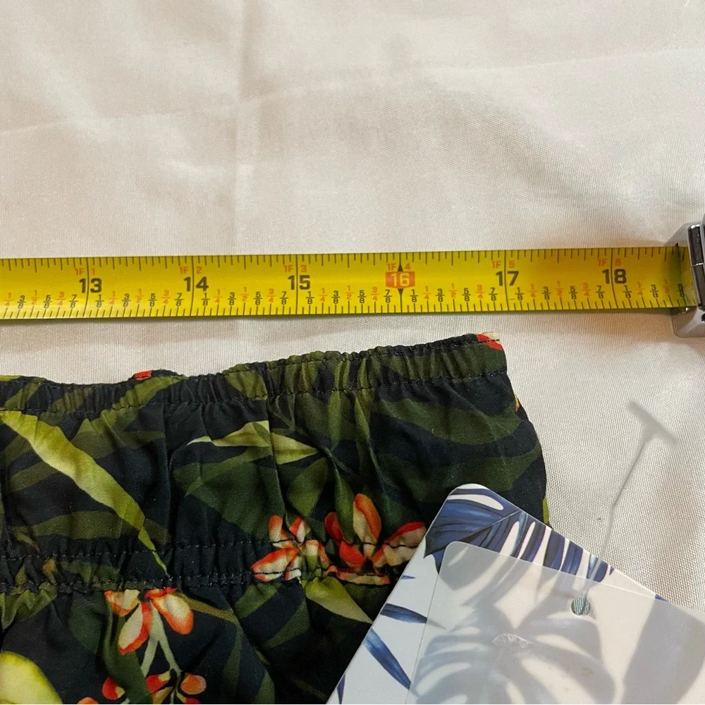 Havana Jim Mens Tropical Avocado Floral Swim Trunks Cargo Pocket Green Large NWT